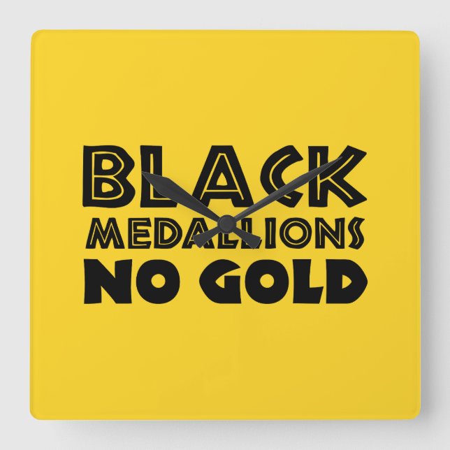 BLACK MEDALLIONS NO GOLD SQUARE WALL CLOCK (Front)