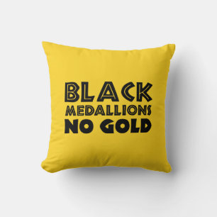 BLACK MEDALLIONS NO GOLD THROW PILLOW