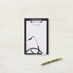 Black Medical Clipboard with Stethoscope Post-it Notes