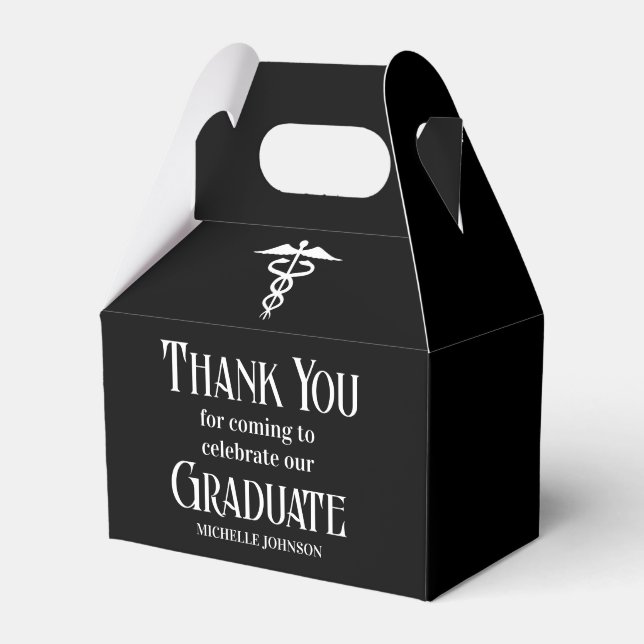 Black Medical School Customized Graduation Party Favor Box (Front Side)
