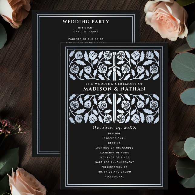 Black Medieval Silver Sword Royal Wedding Program (Creator Uploaded)