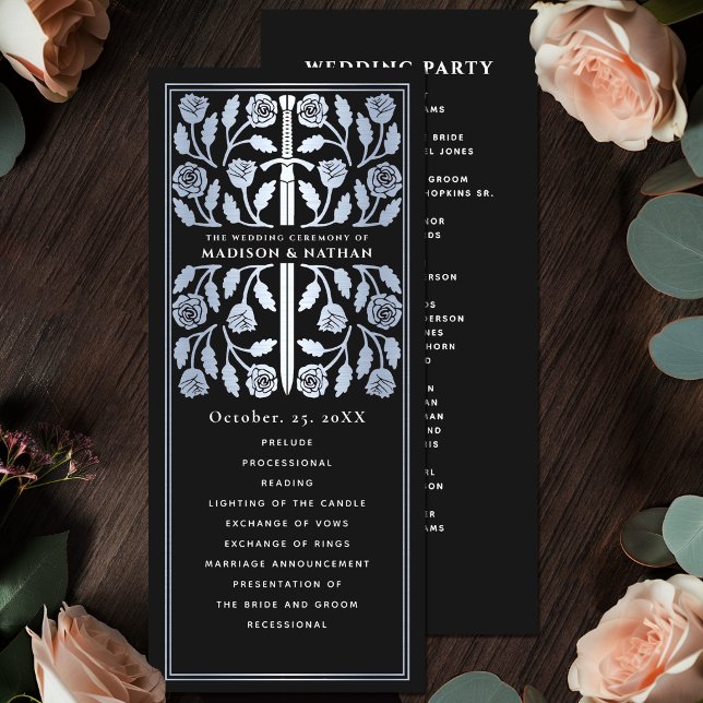 Black Medieval Silver Sword Royal Wedding Program (Creator Uploaded)