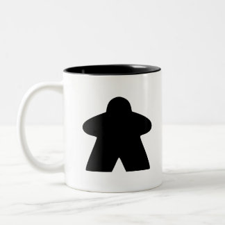 Black Meeple Board Game Piece Two-Tone Coffee Mug