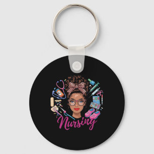 Black Melanin Nurse Black History Month Afro Hair Keychain