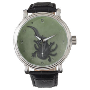 Black Melanoid Axolotl Art Watch