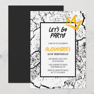 Black Men 41st birthday invitation  Grunge 