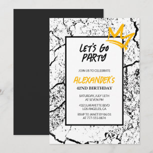 Black Men 42nd birthday invitation  Grunge 