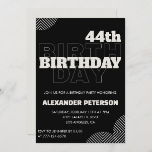 Black Men 44th birthday Party invitations  