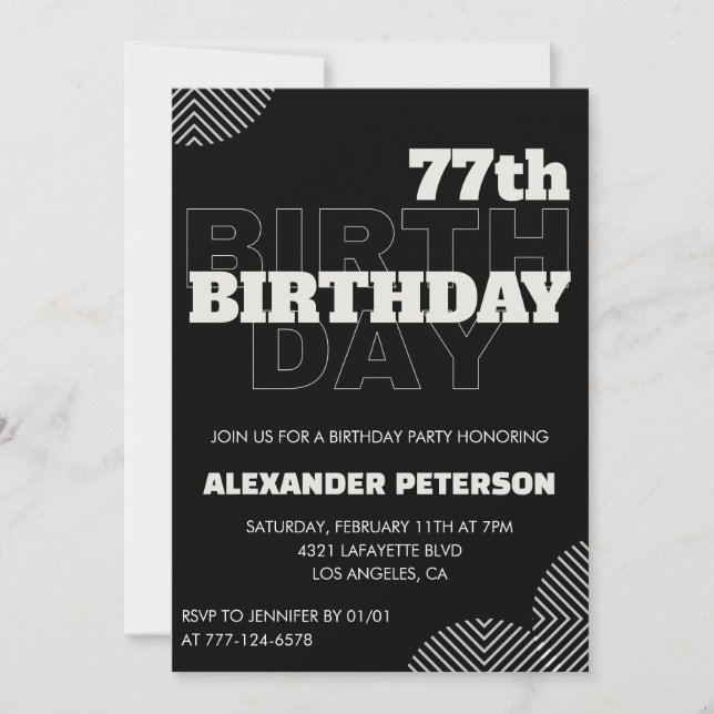 Black Men 77th birthday Party invitations (Front)