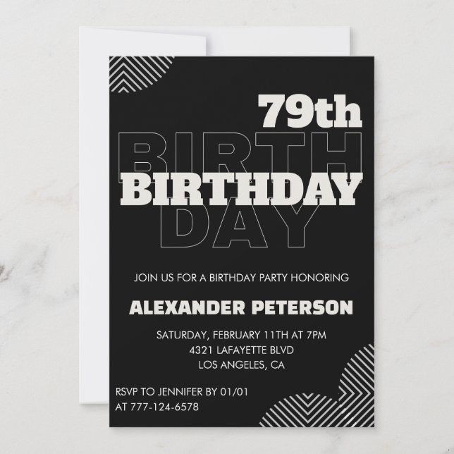 Black Men 79th birthday Party invitations (Front)