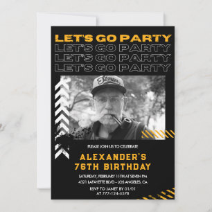 Black Men Let's go party 76th birthday Invitation
