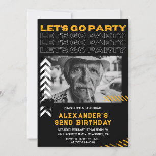 Black Men Let's go party 92nd birthday Invitation