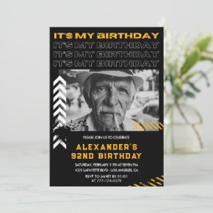 Black Men Photo Spray paint 92nd birthday Invitation