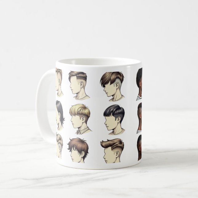 Black Men’s Haircut Mugs - Barbershop Styles  (Front Left)