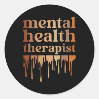 Black Mental Health Therapist African American  Classic Round Sticker