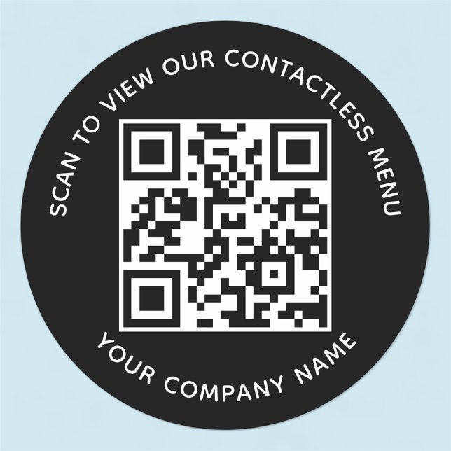 Black Menu QR Code Stickers Round Custom Business (MISOOK Round QR Code Stickers for Menu)