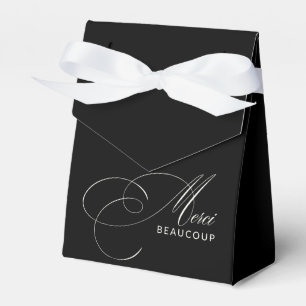 Black Merci Beaucoup Elegant Calligraphy Thank You Favor Box
