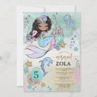 Black Mermaid Editable Under The Sea 5th Birthday 