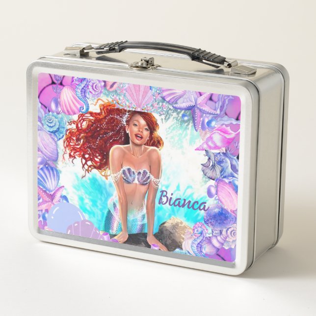 Black Mermaid Metal Lunch Box (Front)