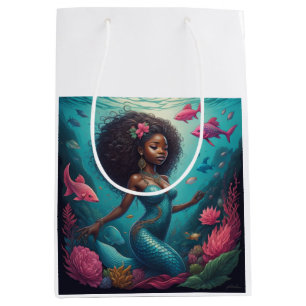 black mermaid ocean medium gift bag