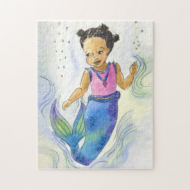 Black Mermaid Princess Girl puzzle (Vertical)