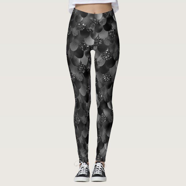 Black Mermaid Scales Leggings (Front)