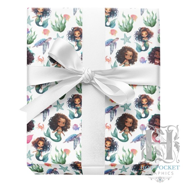 Black Mermaid Wrapping Paper in White (Creator Uploaded)