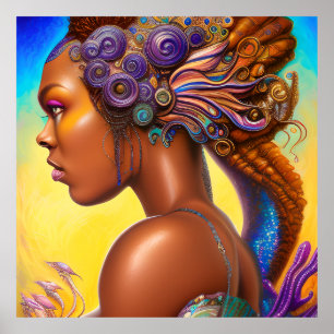 Black Mermaids Melanin Mermaid Ocean Sea Fish Fun Poster