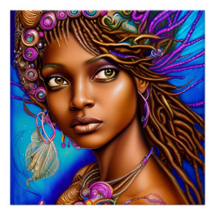 Black Mermaids Melanin Mermaid Ocean Sea Fish Fun Poster