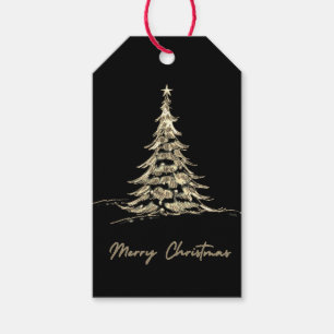 Black Merry Christmas Gift Tag Christmas Tree