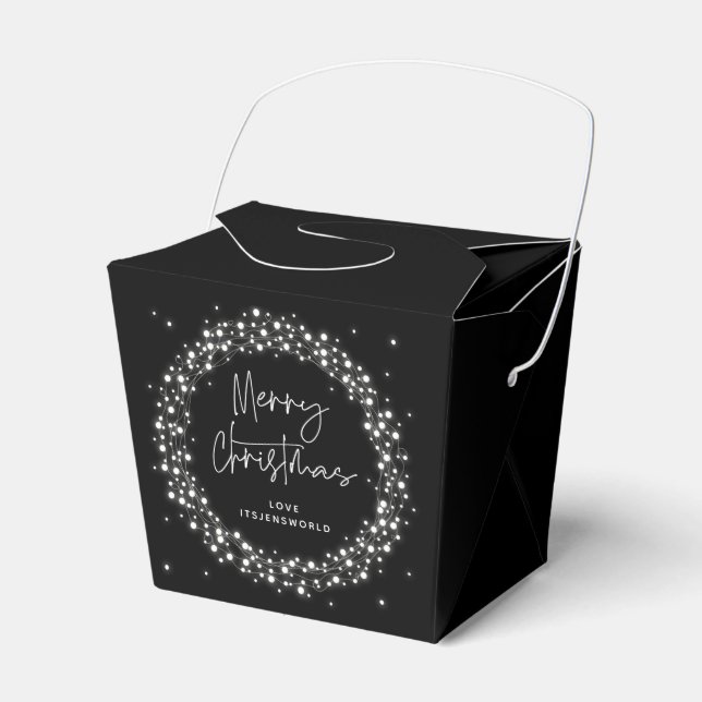 Black Merry Christmas Sparkling Lights Favor Box (Front Side)
