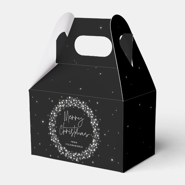 Black Merry Christmas Sparkling Lights Favor Box (Front Side)