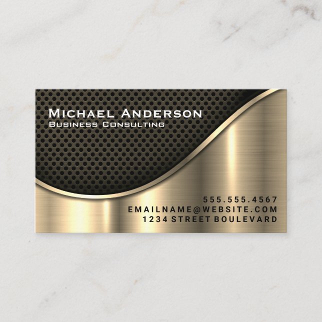 Black Mesh and Gold Metallic Business Card (Front)