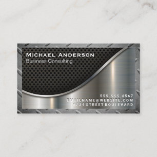 Black Mesh and Metal Steel Border Business Card