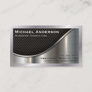 Black Mesh and Metallic Aluminum Business Card