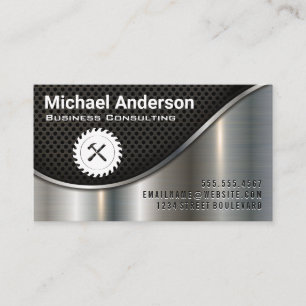 Black Mesh and Metallic   Saw and Hammer Business Card