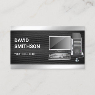 Black Mesh Desktop PC Computer Repair Technician Business Card