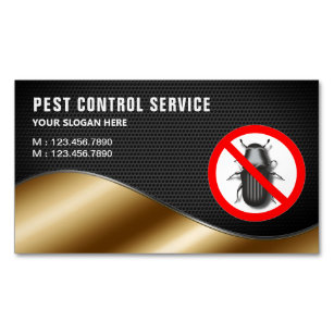 Black Mesh Gold Pest Control Service Magnetic Business Card