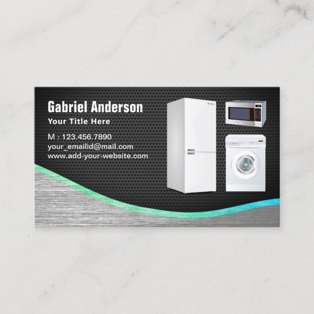 Black Mesh Steel Home Appliances Repair Business Card (Front)