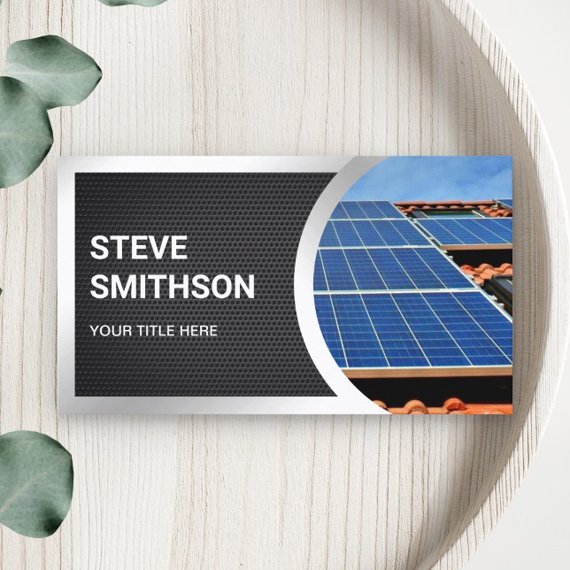 Black Mesh Steel Rooftop Solar Panels Business Card (Creator Uploaded)