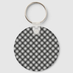 Black Mesh White Balls Moire by Kenneth Yoncich Keychain