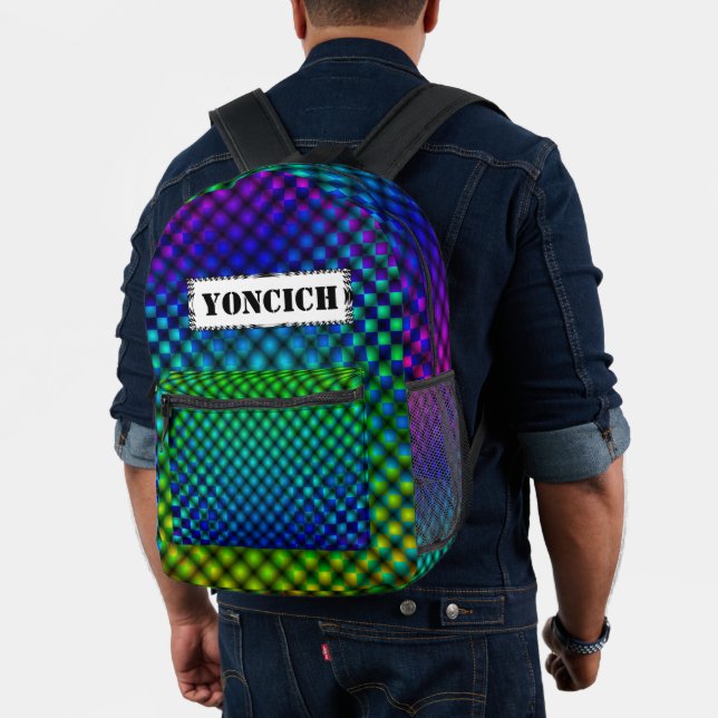 Black Mesh White Balls Moire by Kenneth Yoncich Printed Backpack (Insitu (Model))