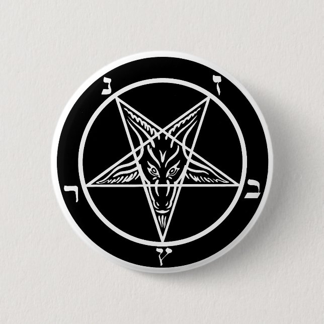 black metal baphomet button-- evil!! 2 inch round button (Front)