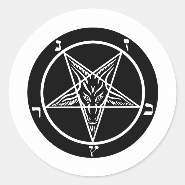 black metal, baphomet of darkness! classic round sticker (Front)