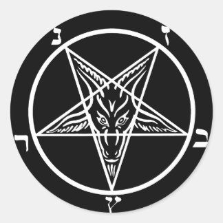 black metal, baphomet of darkness! classic round sticker
