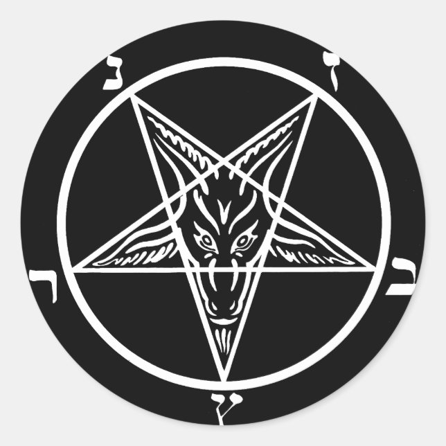 black metal, baphomet of darkness! classic round sticker (Front)