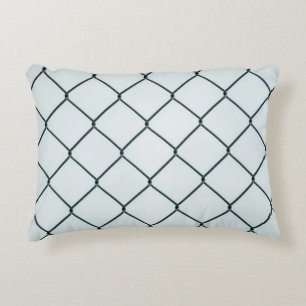 Black metal chain link fence accent pillow