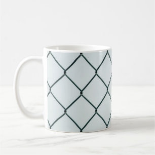 Black metal chain link fence coffee mug