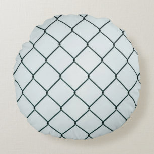 Black metal chain link fence round pillow