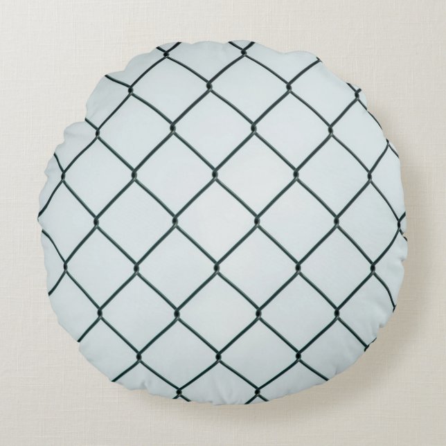 Black metal chain link fence round pillow (Front)